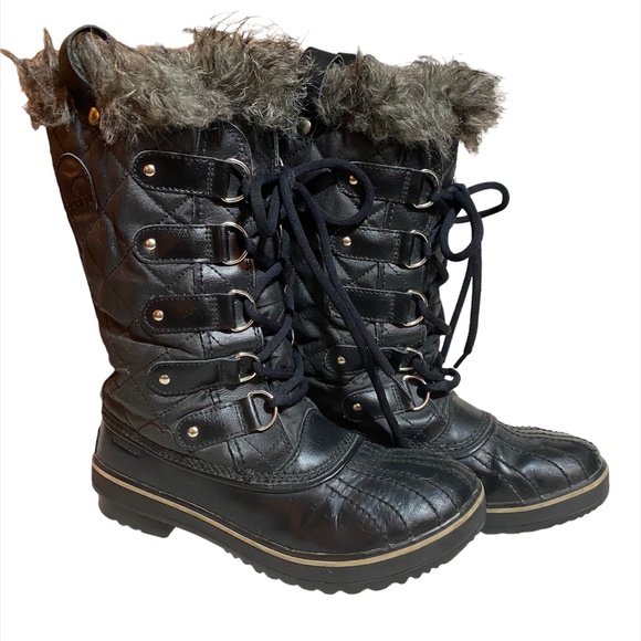Sorel Tofino II Black Waterproof Insulated Faux Fur Winter Snow Boots Size 7 - Picture 1 of 6